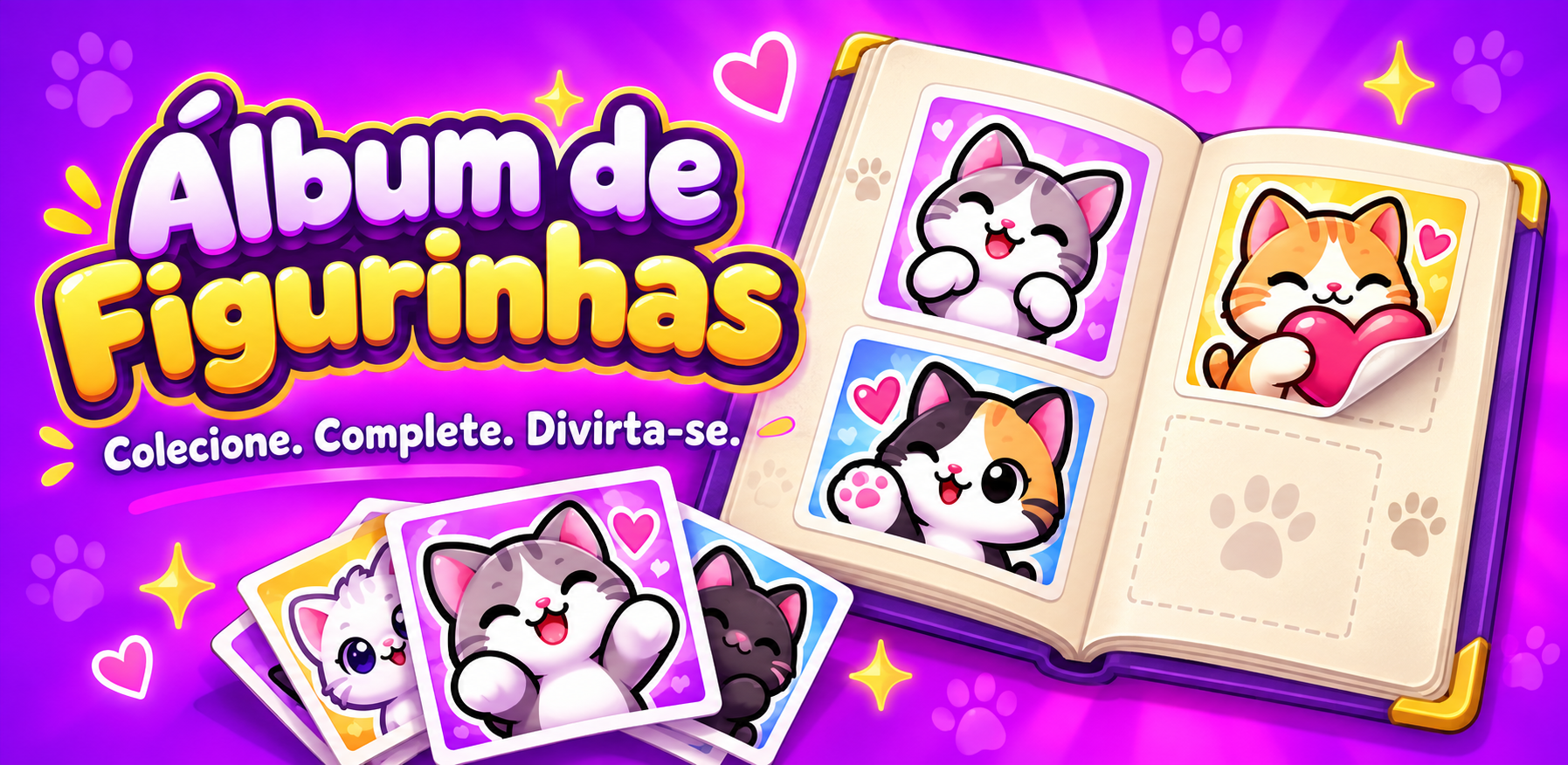 Álbum de Figurinhas: gatinhos para colecionar